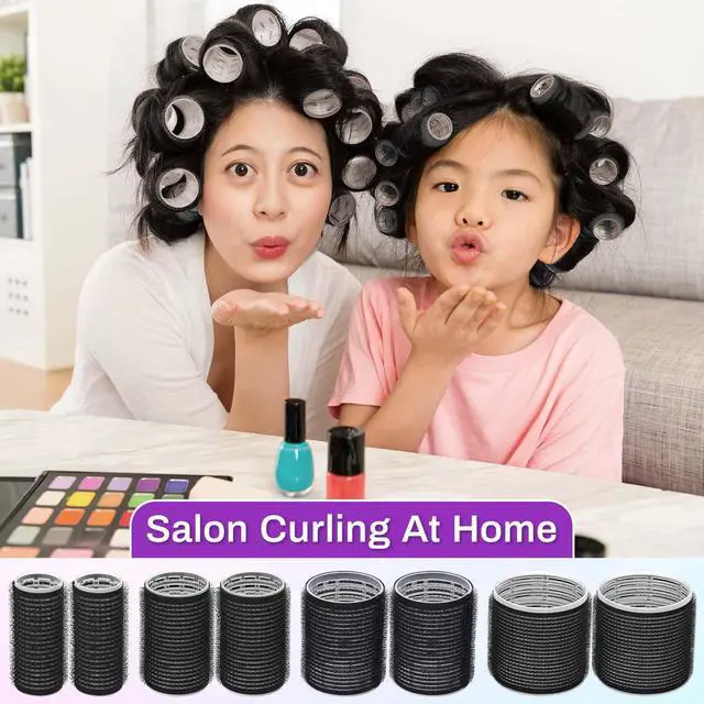 Alt view image 2 of 7 - 50 Pcs Rollers Hair Curlers Set with 24Pcs Self Grip Hair Rollers 4 Sizes and 24 Pcs Clips for Blowout Look Long Medium Short Thick Hair Volume