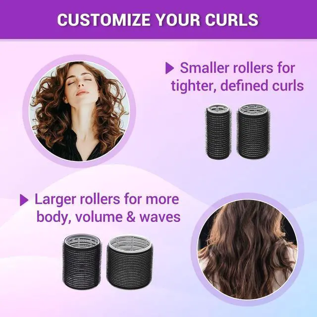 Alt view image 4 of 7 - 50 Pcs Rollers Hair Curlers Set with 24Pcs Self Grip Hair Rollers 4 Sizes and 24 Pcs Clips for Blowout Look Long Medium Short Thick Hair Volume