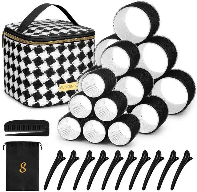 Main image of Hair Roller Set 18 pcs,Hair rollers with hair clips and comb,Salon hairdressing curlers,DIY Hair Styles, 3 Sizes Hair Rollers in 1 set