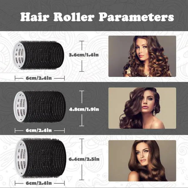 Alt view image 3 of 7 - Hair Roller Set 18 pcs,Hair rollers with hair clips and comb,Salon hairdressing curlers,DIY Hair Styles, 3 Sizes Hair Rollers in 1 set