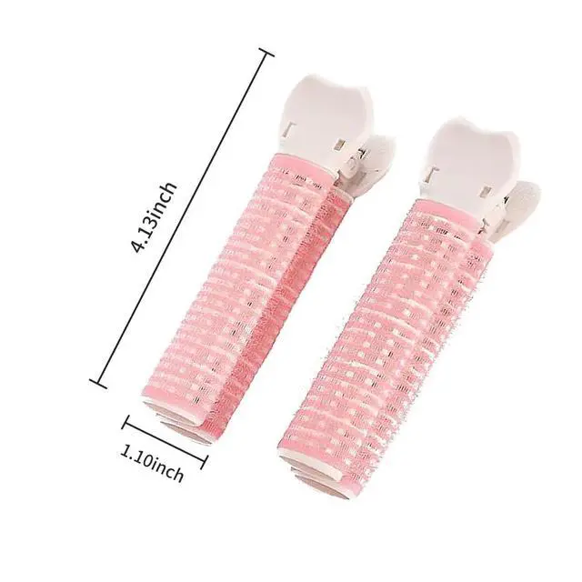 Alt view image 2 of 7 - 4 Pcs Pink Hair Rollers with Clip for Volumizing Bangs Curls - DIY Hair Styling Accessories Tool and Portable Self Grip Volume ClipsVolumizing Hair Clips,Styling Tools and Appliances