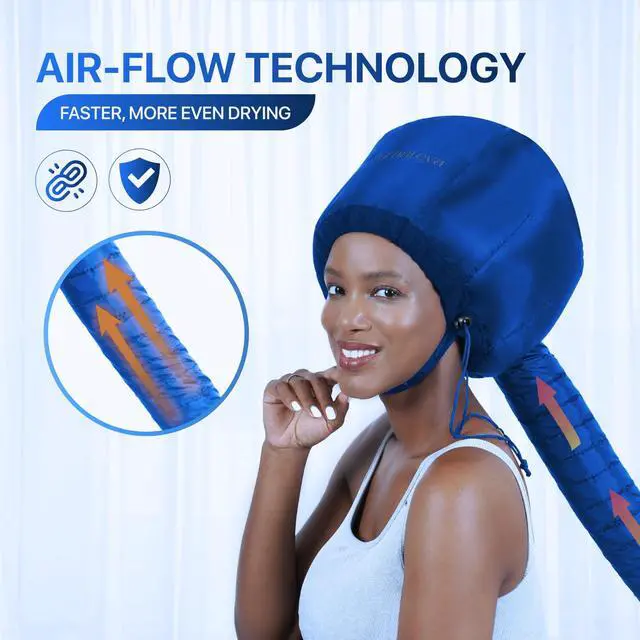 Alt view image 3 of 7 - Hair Dryer Bonnet Attachment w/A Headband Integrated that Reduces Heat Around Ears & Neck - Blow Dryer Attachment for Hair Dryer, Speeds Up Drying Time