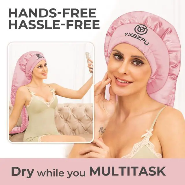 Alt view image 3 of 7 - Bonnet Hair Dryer,Hooded Hair Dryer Attachment, Dryer Hooded Diffuser Cap for Curly,Speeds Up Drying Time,Safety Deep Conditioning at Home(Pink)