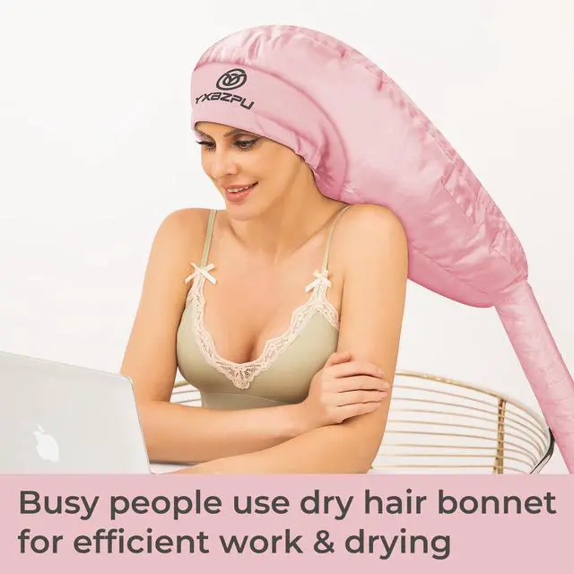 Alt view image 5 of 7 - Bonnet Hair Dryer,Hooded Hair Dryer Attachment, Dryer Hooded Diffuser Cap for Curly,Speeds Up Drying Time,Safety Deep Conditioning at Home(Pink)