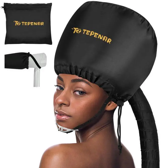 Main image of Bonnet Hair Dryer Attachment, Large - Black, Upgraded Soft Adjustable for Hand Held Hair Dryer, Fast Drying, Ideal for Natural Curly Textured Hair Care and Speeds Up Drying Time at Home