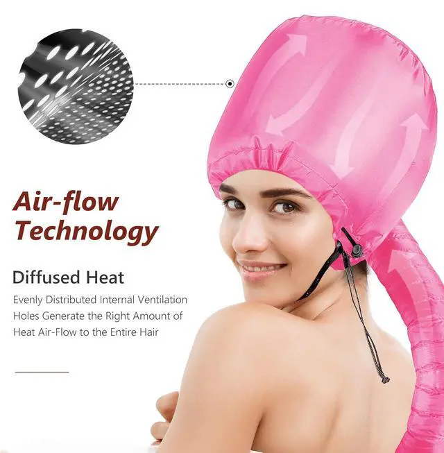 Alt view image 2 of 7 - Portable Hair Dryer Bonnet Attachment Adjustable Hair Dryer Bonnet for Hair Styling, Hair Color, Hair Condition and More- Deep Pink
