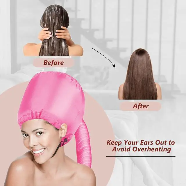 Alt view image 5 of 7 - Portable Hair Dryer Bonnet Attachment Adjustable Hair Dryer Bonnet for Hair Styling, Hair Color, Hair Condition and More- Deep Pink