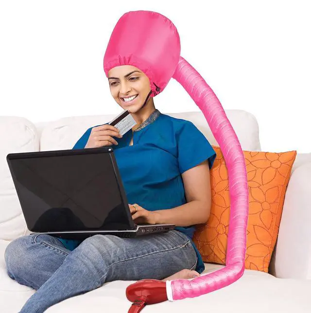 Alt view image 7 of 7 - Portable Hair Dryer Bonnet Attachment Adjustable Hair Dryer Bonnet for Hair Styling, Hair Color, Hair Condition and More- Deep Pink