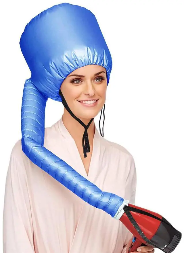 Main image of Safety Portable Hair Dryer Bonnet Attachment for Hair Styling, Adjustable Chin Strap and Side Fitting Drawstring Hood Dryers for Hair Home
