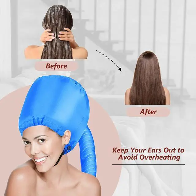 Alt view image 5 of 7 - Safety Portable Hair Dryer Bonnet Attachment for Hair Styling, Adjustable Chin Strap and Side Fitting Drawstring Hood Dryers for Hair Home
