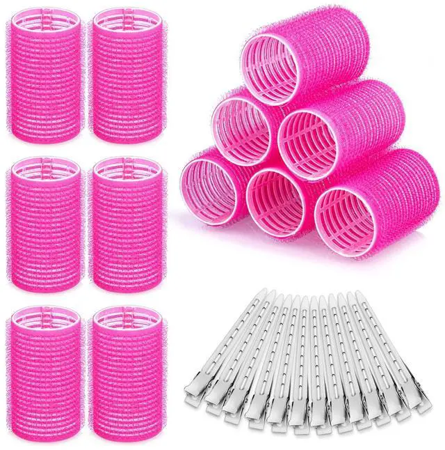 Main image of Hair Curlers Rollers, 12Pcs Hair Rollers Hair Curlers Self Grip Holding Rollers with 12 Pcs Hair Clips for Long Medium Short Thick Fine Thin Hair Bangs Volume