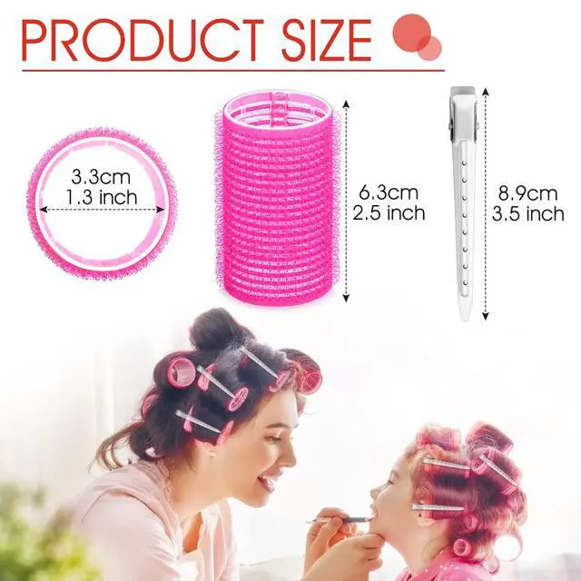 Alt view image 3 of 7 - Hair Curlers Rollers, 12Pcs Hair Rollers Hair Curlers Self Grip Holding Rollers with 12 Pcs Hair Clips for Long Medium Short Thick Fine Thin Hair Bangs Volume