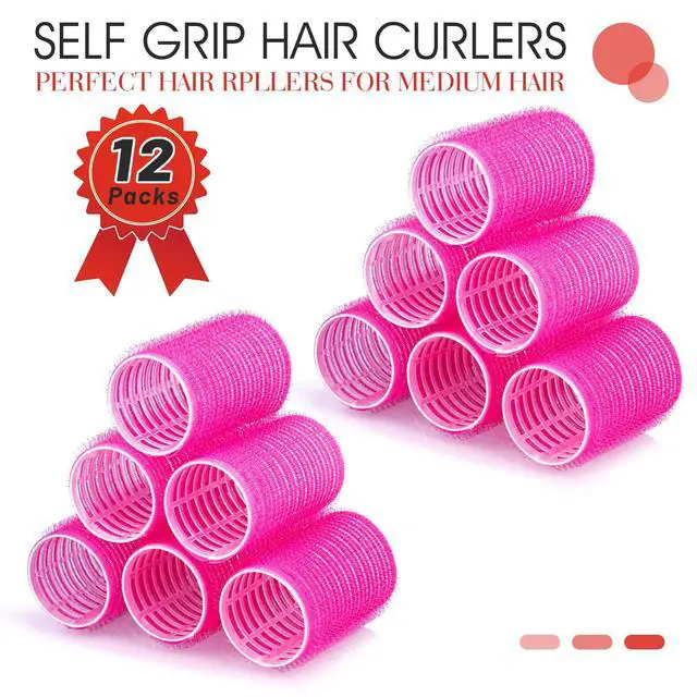 Alt view image 2 of 7 - Hair Curlers Rollers, 12Pcs Hair Rollers Hair Curlers Self Grip Holding Rollers with 12 Pcs Hair Clips for Long Medium Short Thick Fine Thin Hair Bangs Volume