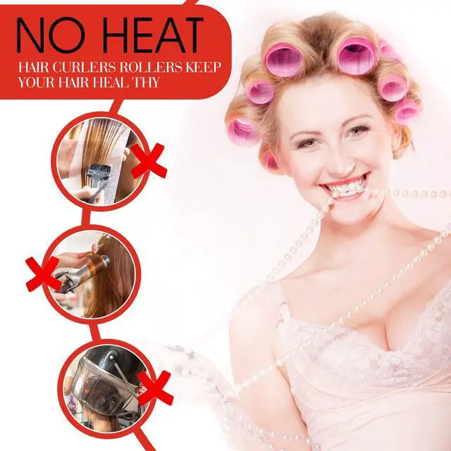 Alt view image 4 of 7 - Hair Curlers Rollers, 12Pcs Hair Rollers Hair Curlers Self Grip Holding Rollers with 12 Pcs Hair Clips for Long Medium Short Thick Fine Thin Hair Bangs Volume