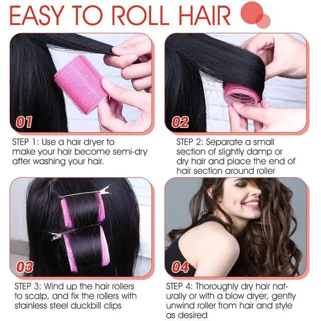 Alt view image 5 of 7 - Hair Curlers Rollers, 12Pcs Hair Rollers Hair Curlers Self Grip Holding Rollers with 12 Pcs Hair Clips for Long Medium Short Thick Fine Thin Hair Bangs Volume