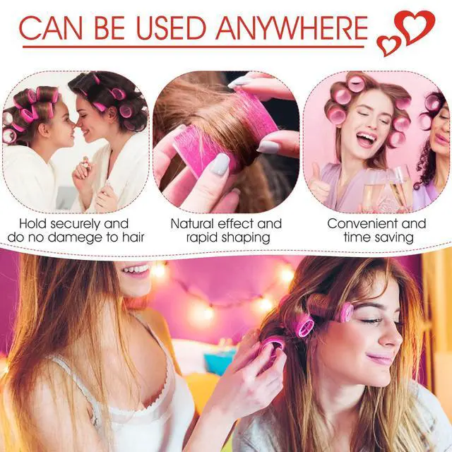 Alt view image 6 of 7 - Hair Curlers Rollers, 12Pcs Hair Rollers Hair Curlers Self Grip Holding Rollers with 12 Pcs Hair Clips for Long Medium Short Thick Fine Thin Hair Bangs Volume