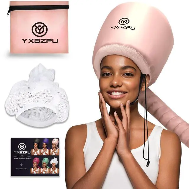 Main image of Bonnet Hair Dryer, Hooded Hair Dryer Hooded Diffuser Cap for Curly,Speeds Up Drying Time,Safety Deep Conditioning At Home (Pink)