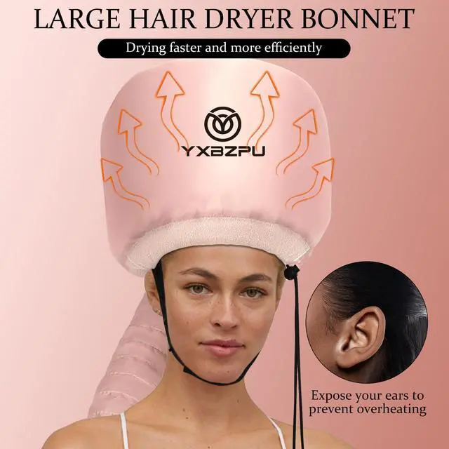 Alt view image 3 of 7 - Bonnet Hair Dryer, Hooded Hair Dryer Hooded Diffuser Cap for Curly,Speeds Up Drying Time,Safety Deep Conditioning At Home (Pink)