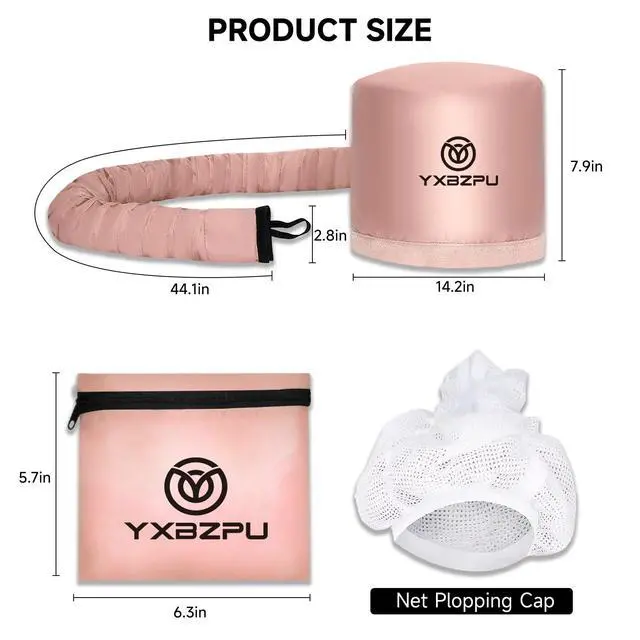 Alt view image 6 of 7 - Bonnet Hair Dryer, Hooded Hair Dryer Hooded Diffuser Cap for Curly,Speeds Up Drying Time,Safety Deep Conditioning At Home (Pink)