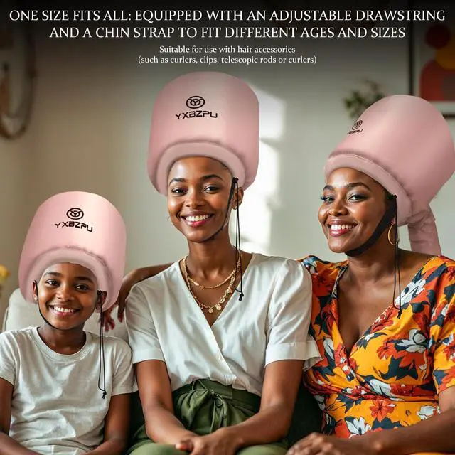 Alt view image 7 of 7 - Bonnet Hair Dryer, Hooded Hair Dryer Hooded Diffuser Cap for Curly,Speeds Up Drying Time,Safety Deep Conditioning At Home (Pink)