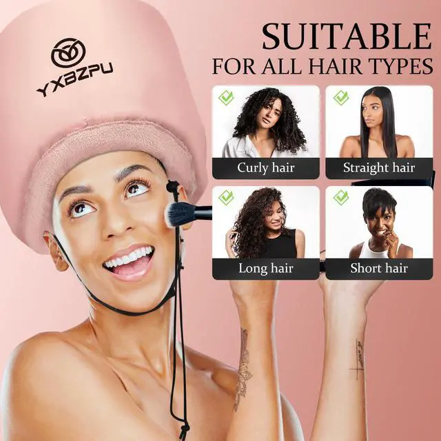 Alt view image 5 of 7 - Bonnet Hair Dryer, Hooded Hair Dryer Hooded Diffuser Cap for Curly,Speeds Up Drying Time,Safety Deep Conditioning At Home (Pink)