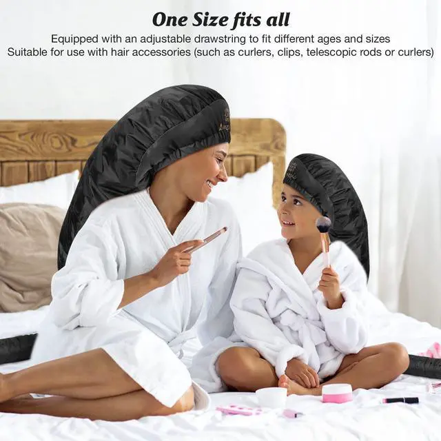 Alt view image 6 of 7 - Bonnet Hair Dryer Attachment - Bonnet Hood Dryer with Headband that Reduces Heat Around Ears and Neck, Use for Hair Styling, Hair Drying, Curling and Deep Conditioning (Extended Version, Black)