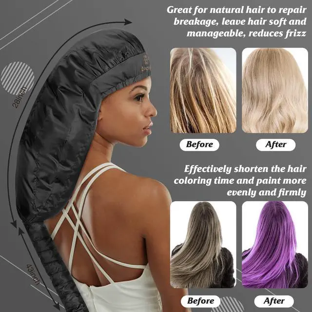 Alt view image 5 of 7 - Bonnet Hair Dryer Attachment - Bonnet Hood Dryer with Headband that Reduces Heat Around Ears and Neck, Use for Hair Styling, Hair Drying, Curling and Deep Conditioning (Extended Version, Black)
