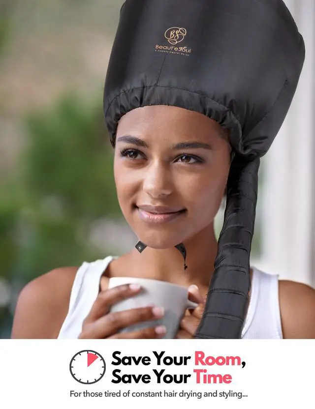 Alt view image 4 of 7 - Hooded Hair Dryer Attachment - Soft Bonnet for Fast Blow Drying