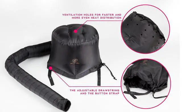 Alt view image 7 of 7 - Hooded Hair Dryer Attachment - Soft Bonnet for Fast Blow Drying