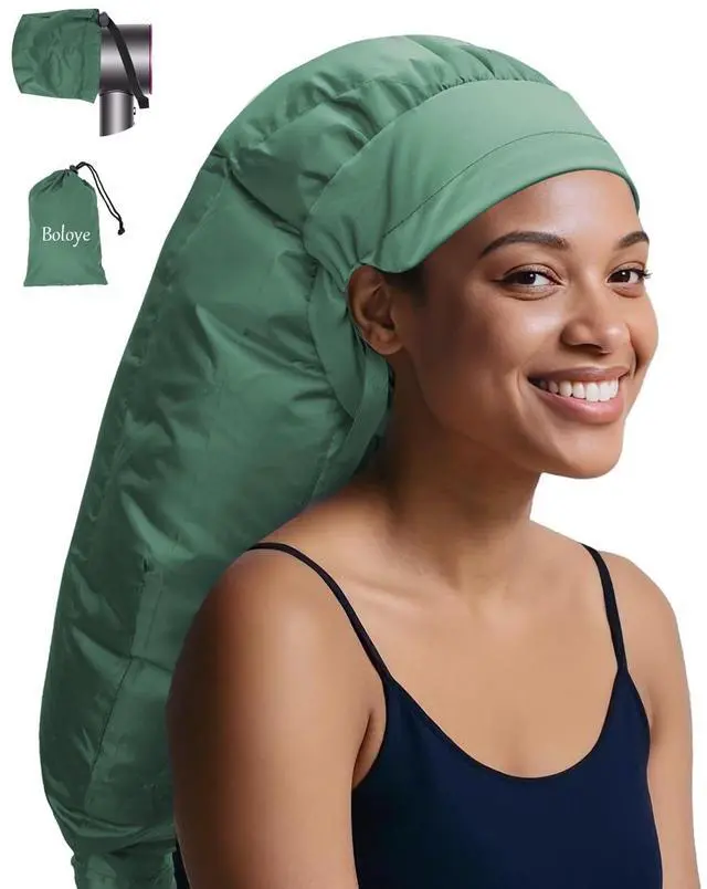 Main image of Hair Dryer Bonnet Attachment 28.5" XL Hooded Dryer Cap for Faster Drying & Deep Conditioning, Extra-Large Space Fits Thick, Curly Hair & Styling Tools (Green, Extra Large)