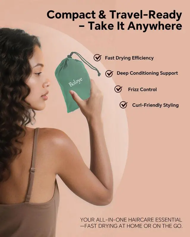 Alt view image 7 of 7 - Hair Dryer Bonnet Attachment 28.5" XL Hooded Dryer Cap for Faster Drying & Deep Conditioning, Extra-Large Space Fits Thick, Curly Hair & Styling Tools (Green, Extra Large)