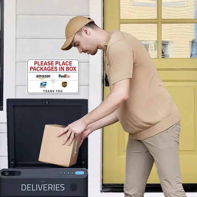 Alt view image 7 of 7 - Please Leave Packages and Deliveries Here Sign,Self-Adhesive