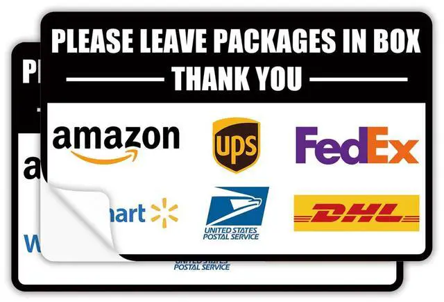 Main image of 2 Pack Delivery Signs for Packages - 11 x 7 Inches Vinyl Self-adhesive Stickers for Outdoor Package Delivery Boxes