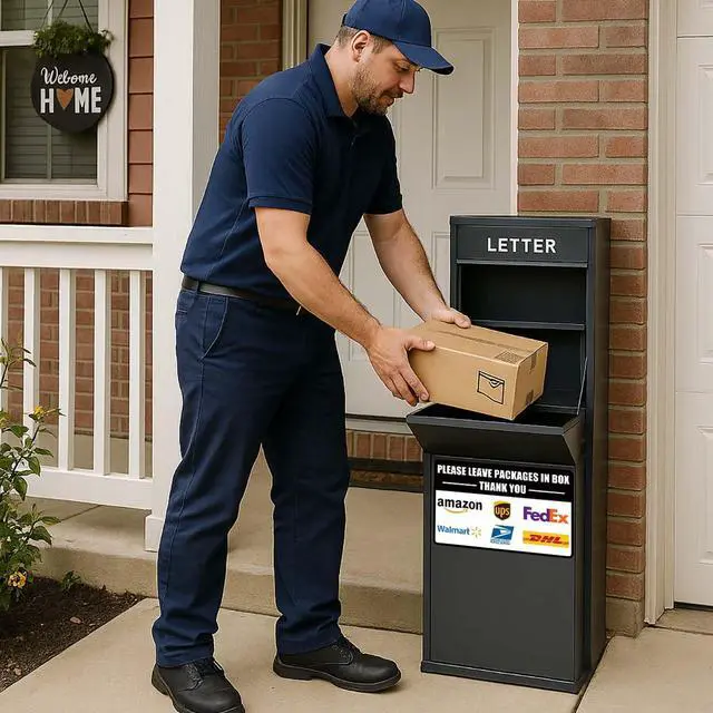 Alt view image 2 of 7 - 2 Pack Delivery Signs for Packages - 11 x 7 Inches Vinyl Self-adhesive Stickers for Outdoor Package Delivery Boxes