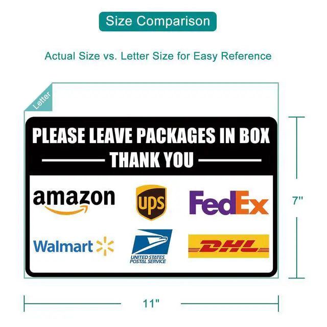 Alt view image 3 of 7 - 2 Pack Delivery Signs for Packages - 11 x 7 Inches Vinyl Self-adhesive Stickers for Outdoor Package Delivery Boxes
