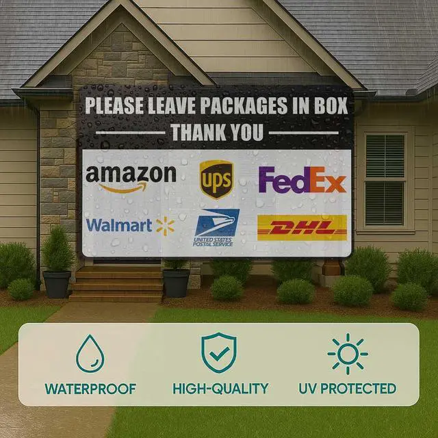 Alt view image 7 of 7 - 2 Pack Delivery Signs for Packages - 11 x 7 Inches Vinyl Self-adhesive Stickers for Outdoor Package Delivery Boxes