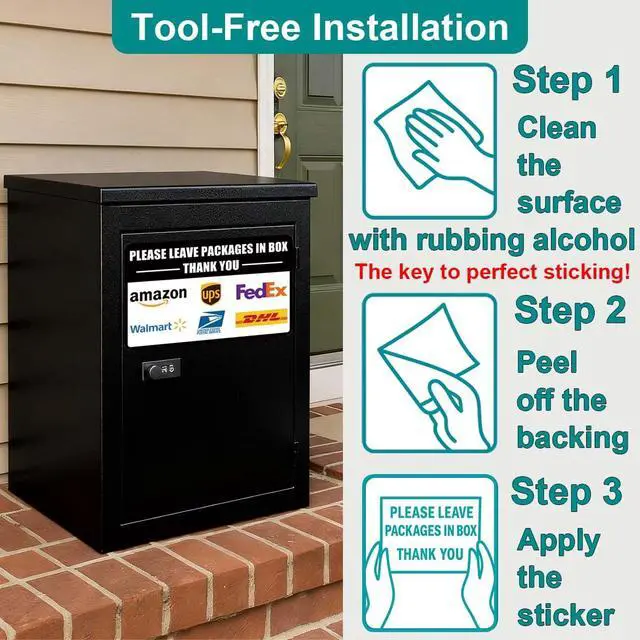 Alt view image 5 of 7 - 2 Pack Delivery Signs for Packages - 11 x 7 Inches Vinyl Self-adhesive Stickers for Outdoor Package Delivery Boxes