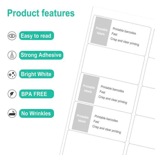 Alt view image 3 of 6 - 2" x 4" Label Stickers, Printable White 10 per Sheets Total 300 Labels, for Laser/Inkjet Printing - Matte (300 Labels)