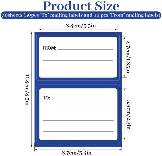 Alt view image 2 of 6 - Mailing Labels for Packages 60 Pcs to from Return Address Labels for Envelopes 4.5x3.5Inch Blank Self Adhesive Shipping Label Handwriting to/from Mail Label Stickers Address Tags