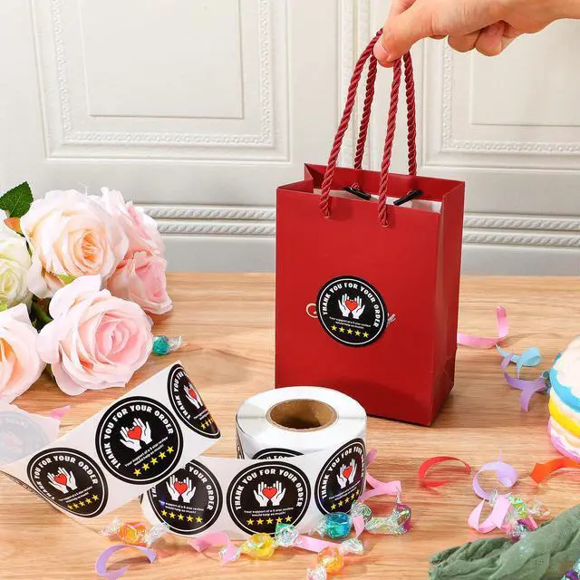 Alt view image 3 of 6 - 2 Inch Thank You for Your Order Stickers 5 Star Review Delivery Labels Freshness Food Delivery Accessories 5 Star Rating Reminder for Shopper Grocery Takeout Driver(Round,Black,500 Pcs)