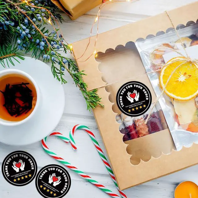 Alt view image 4 of 6 - 2 Inch Thank You for Your Order Stickers 5 Star Review Delivery Labels Freshness Food Delivery Accessories 5 Star Rating Reminder for Shopper Grocery Takeout Driver(Round,Black,500 Pcs)