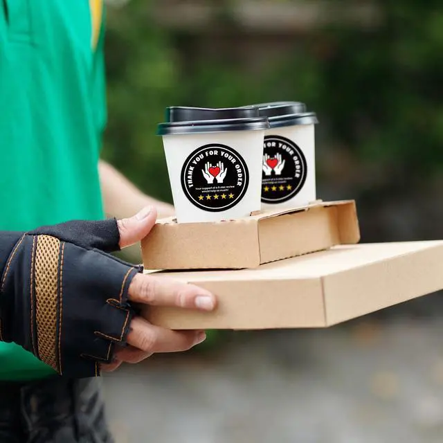 Alt view image 5 of 6 - 2 Inch Thank You for Your Order Stickers 5 Star Review Delivery Labels Freshness Food Delivery Accessories 5 Star Rating Reminder for Shopper Grocery Takeout Driver(Round,Black,500 Pcs)