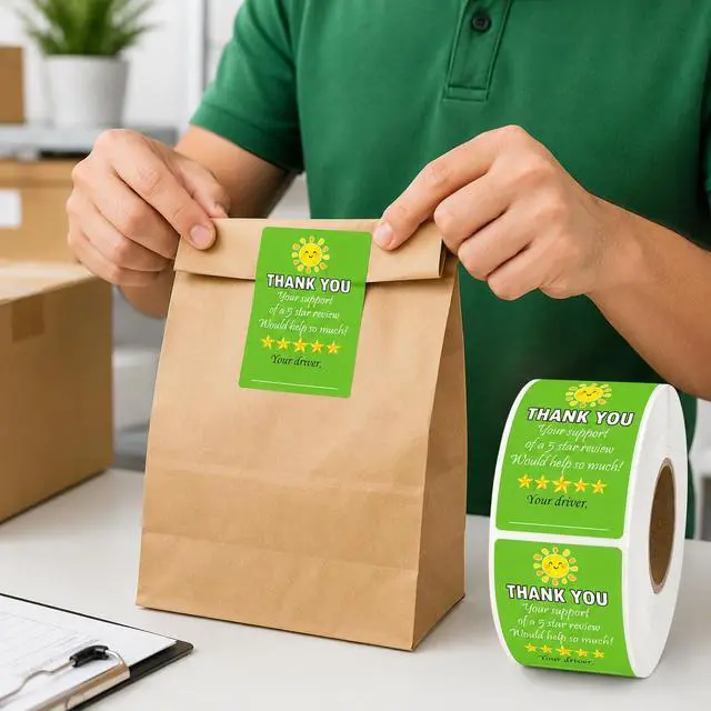 Alt view image 3 of 7 - 200 Thank You Tamper-Evident Food Delivery Stickers, 2 x 3 in