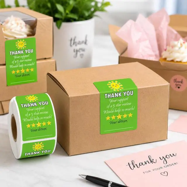 Alt view image 6 of 7 - 200 Thank You Tamper-Evident Food Delivery Stickers, 2 x 3 in
