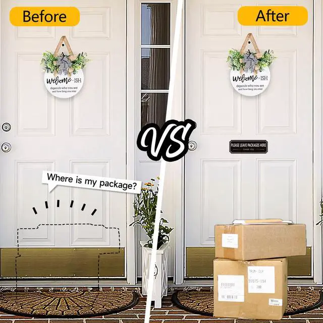 Alt view image 3 of 7 - Please Leave Packages and Deliveries Here Sign Sticker, Self-Adhesive Waterproof Modern Deliveries Sign for Packages, Please Place Packages in Box for Home, Office, Shop, Door 9" x 3.14"
