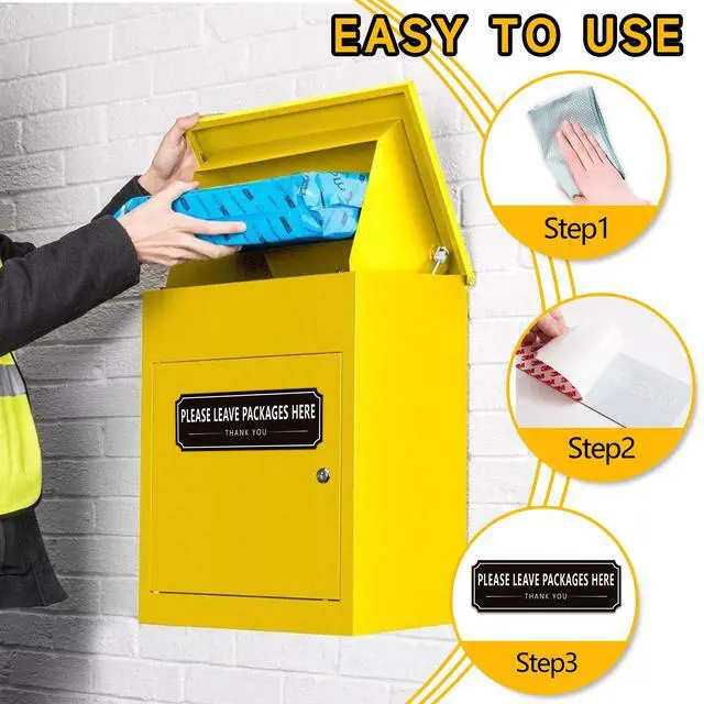 Alt view image 4 of 7 - Please Leave Packages and Deliveries Here Sign Sticker, Self-Adhesive Waterproof Modern Deliveries Sign for Packages, Please Place Packages in Box for Home, Office, Shop, Door 9" x 3.14"