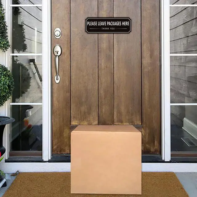 Alt view image 7 of 7 - Please Leave Packages and Deliveries Here Sign Sticker, Self-Adhesive Waterproof Modern Deliveries Sign for Packages, Please Place Packages in Box for Home, Office, Shop, Door 9" x 3.14"