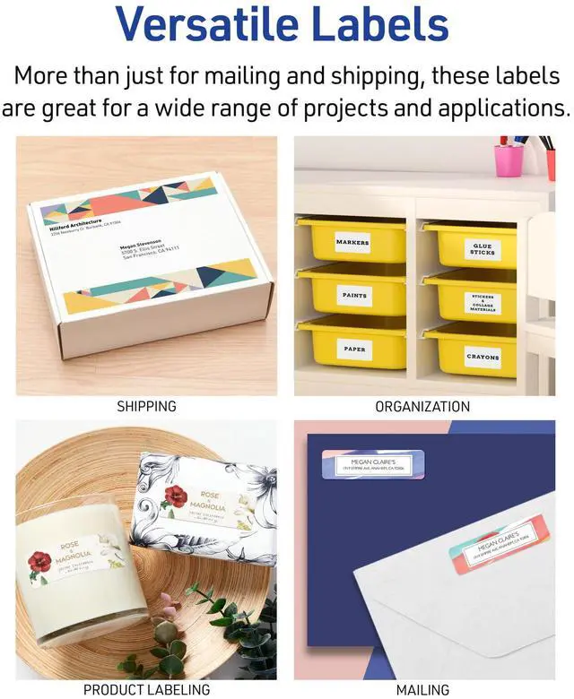 Alt view image 5 of 7 - Easy Peel Printable Address Labels with Sure Feed, 1" x 2-5/8" Customizable Stickers, White, 750 Blank Mailing Labels, Great for Mailing, Shipping, and More (8160)