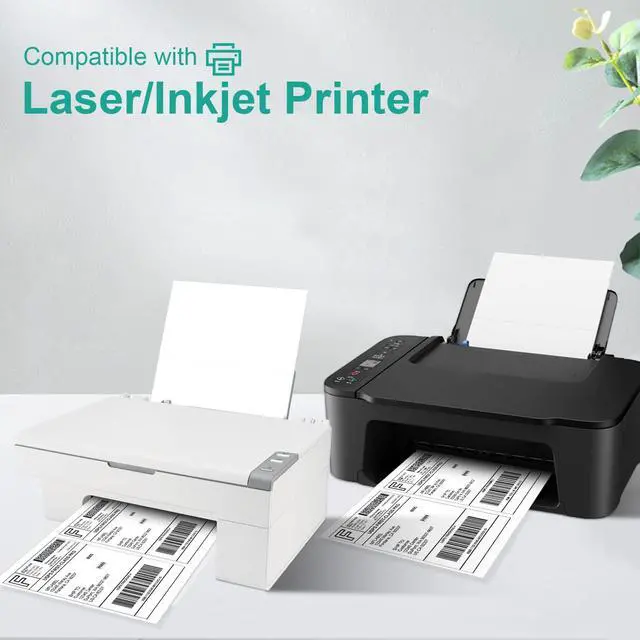 Alt view image 4 of 7 - Half Sheet Shipping Labels - 200 Self Adhesive Sticker Sheets for Laser & Inkjet Printers, Waterproof & Smudge-Free, with 12 Free Fragile Labels for Packaging, Shipping and Crafting