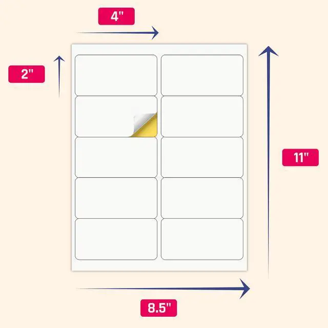 Alt view image 2 of 7 - (2" x 4") 30 Sheets, Printable White Sticker Labels, Laser/Inkjet Printing - Matte, 10 per Page